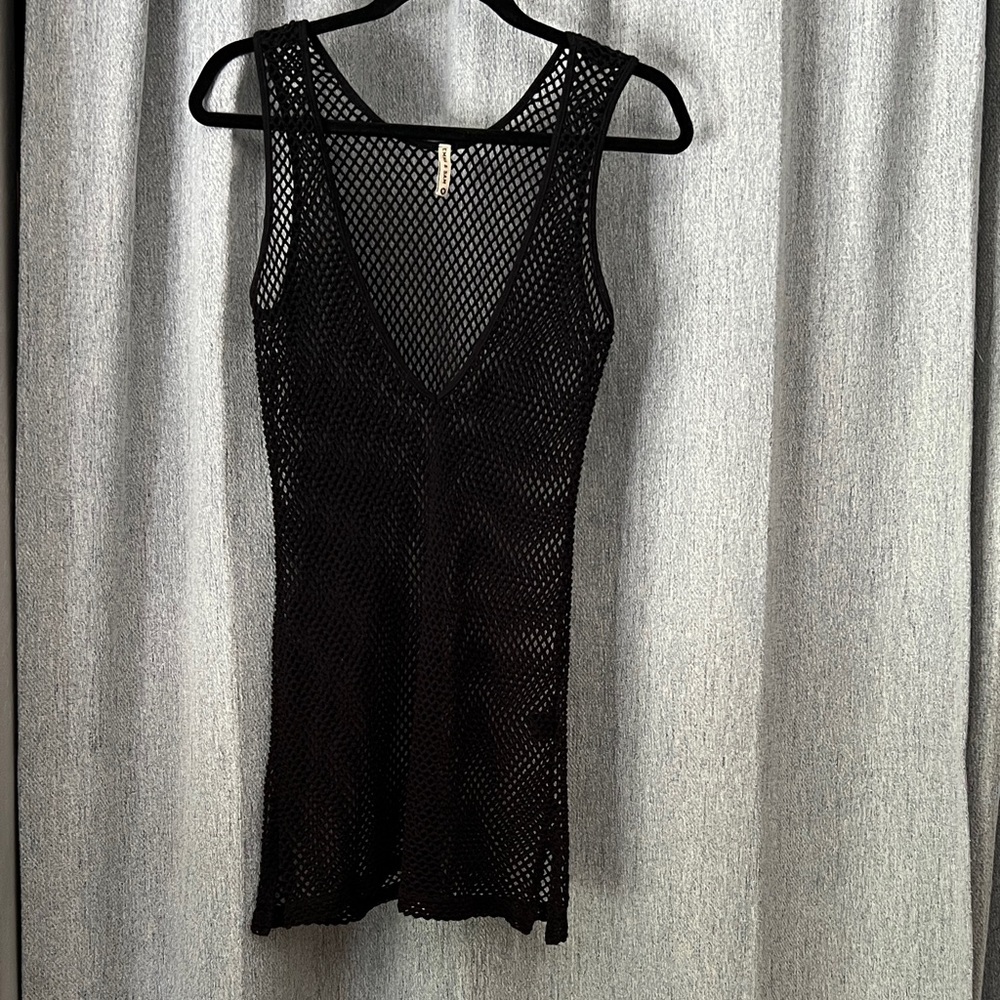 Emma & Sam Deep V Black Mesh Dress